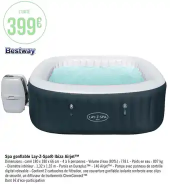 Géant Casino Bestway spa gonflable lay-z-spa® ibiza airjet™ offre