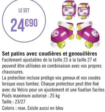 Géant Casino Set patins avec coudières et genouillères offre