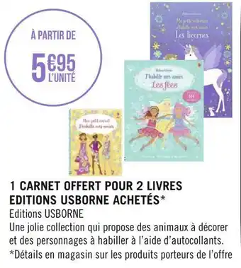 Editions usborne 1 carnet offert pour 2 livres achetés