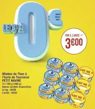Géant Casino Petit navire miettes de thon à l’huile de tournesol offre