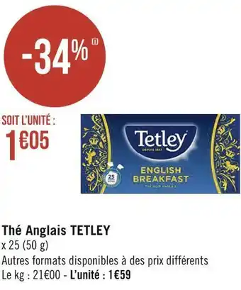 Géant Casino Tetley thé anglais offre