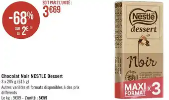 Géant Casino Nestle chocolat noir dessert offre
