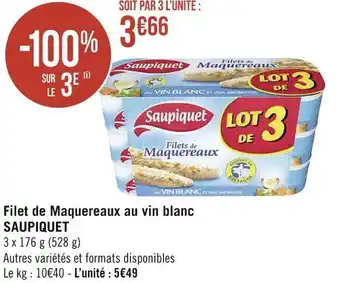 Géant Casino Saupiquet filet de maquereaux au vin blanc offre