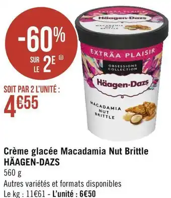 Géant Casino Häagen-dazs crème glacée macadamia nut brittle offre