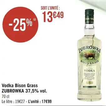 Géant Casino Zubrowka vodka bison grass 37,5% vol. offre