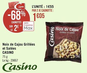 Géant Casino Casino noix de cajou grillées et salées offre