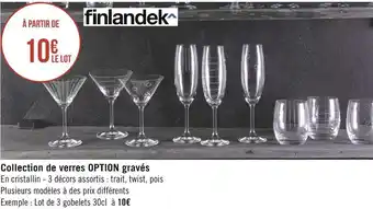 Géant Casino Finlandek collection de verres option gravés offre