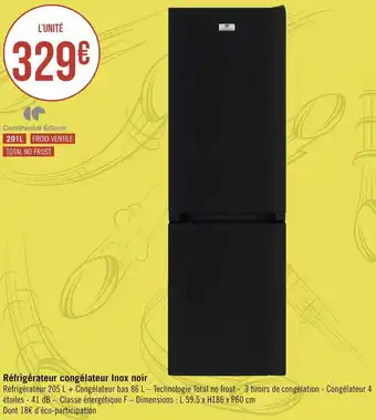 Géant Casino Continental edison réfrigérateur congélateur inox noir offre