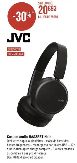 Géant Casino Jvc casque audio has35bt noir offre