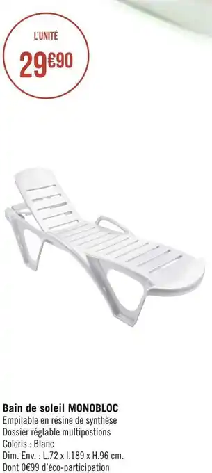 Géant Casino Monobloc bain de soleil offre