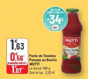 G20 Purée de tomates passata au basilic MUTTI offre