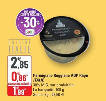 G20 Parmigiano reggiano AOP râpé ITALIE offre