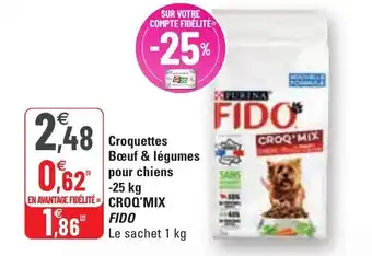 Croquettes bœuf & légumes pour chiens -25 kg CROQ'MIX FIDO