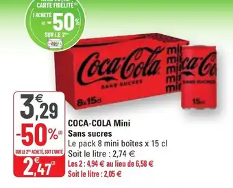 G20 COCA-COLA mini sans sucres offre