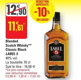 G20 Blended scotch whisky classic black LABEL 5 offre