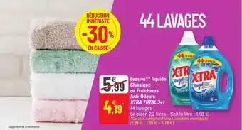 G20 Lessive liquide classique ou fraîcheur+ anti-odeurs XTRA TOTAL 3+1 offre