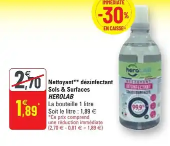 G20 Nettoyant désinfectant sols & surfaces HEROLAB offre
