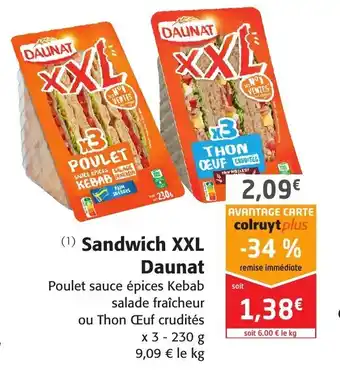 Colruyt Sandwich XXL Daunat offre
