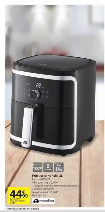 Carrefour Contact Friteuse Sans Huile Xl offre