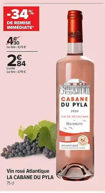 Carrefour Contact Vin Rosé Atlantique La Cabane Du Pyla offre