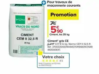 Castorama Ciment Gris CE offre