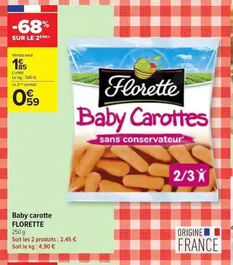 Carrefour Contact Baby Carotte Florette offre