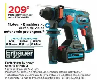 Castorama Perforateur-burineur Sans Fil Erbauer offre