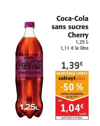 Colruyt Coca-Cola Sans Sucres Cherry offre