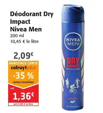 Colruyt Déodorant Dry impact Nivea Men offre
