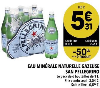 Supeco San pellegrino eau minérale naturelle gazeuse offre