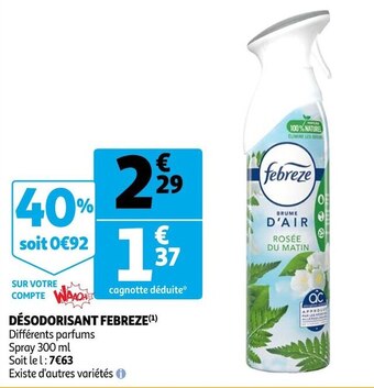 Auchan Febreze désodorisant offre