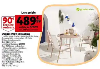 Auchan Gardenstar salon de jardin 4 personnes offre