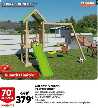 Auchan Trigano aire de jeux en bois easy xperience offre