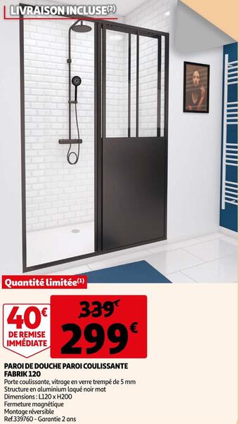Auchan Paroi de douche paroi coulissante fabrik 120 offre