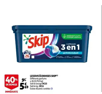 Auchan Skip lessive écodoses offre
