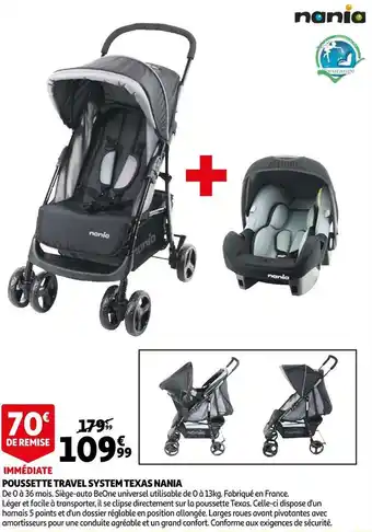 Auchan Nania poussette travel system texas offre