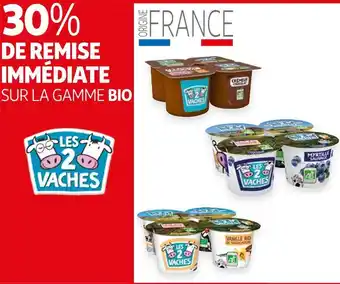 Auchan Les 2 vaches bon plan sur la gamme bio de la marque les 2 vaches offre