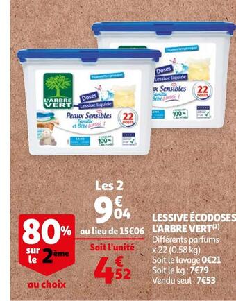 Auchan L'arbre vert lessive écodoses offre