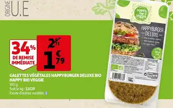 Auchan Happy bio veggie galettes végétales happyburger deluxe bio offre