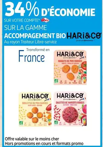 Auchan Hari & co bon plan sur la gamme accompagement bio hari & co offre