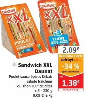 Colruyt Sandwichs xxl daunat offre