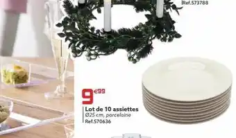 Gifi €99 lot de 10 assiettes ø25 cm, porcelaine ref.570636 offre