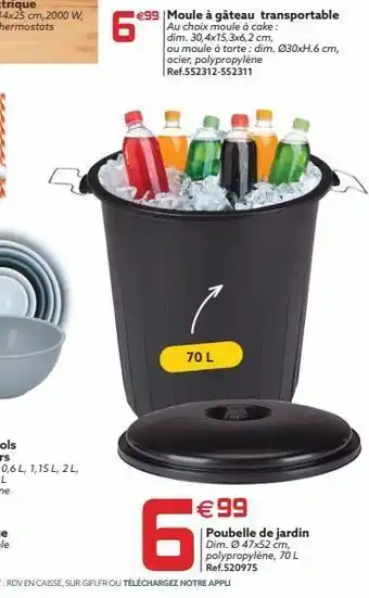 Gifi 6 €99 moule à gâteau transportable au choix moule à cake : dim. 30,4x15,3x6,2 cm, ou moule à tarte: dim. 030xh.6 cm, acier, offre