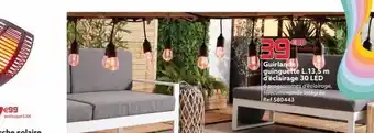 391 guirlande guinguette l.13,5 m d'éclairage 30 led 6 programmes d'éclairage, félécommande intégrée ref.580443 €99