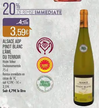 Match Alsace aop pinot blanc l'âme du terroir offre