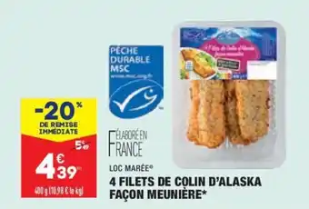 ALDI 4 Filets de colin d'alaska façon meunière offre
