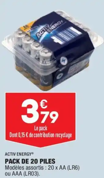 ALDI Activ energy pack de 20 piles offre