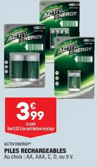 ALDI Activ energy piles rechargeables offre