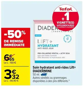 Carrefour Soin hydratant anti-rides Lift Diadermine offre