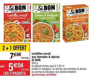 Cora x Carrefour Lentilles corail aux tomates & épices SI BON offre